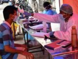 A resident being screened at a special medical camp in Alandur, Chennai.
